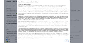 In-app Help states the measurement rules: what a period is, what open time means, and how medians are read from a histogram.