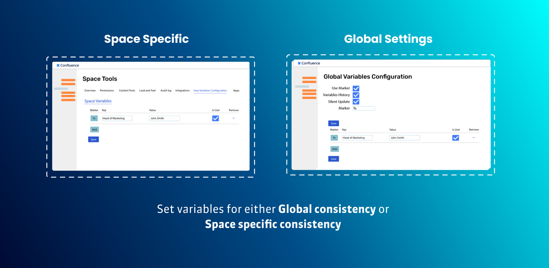 Consistent across your instance and spaces