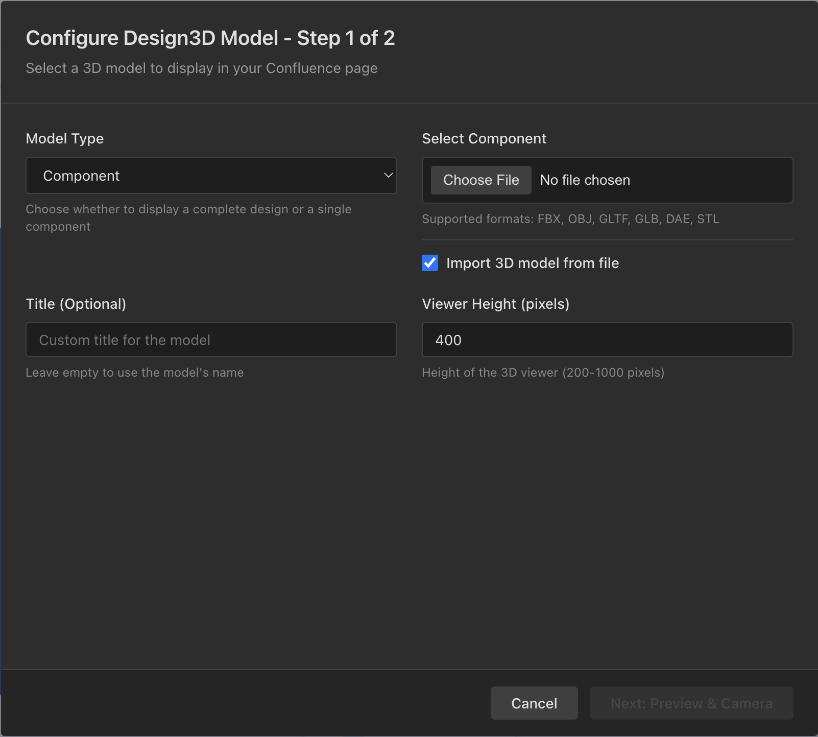 Two-Step Configuration Interface: Step 1