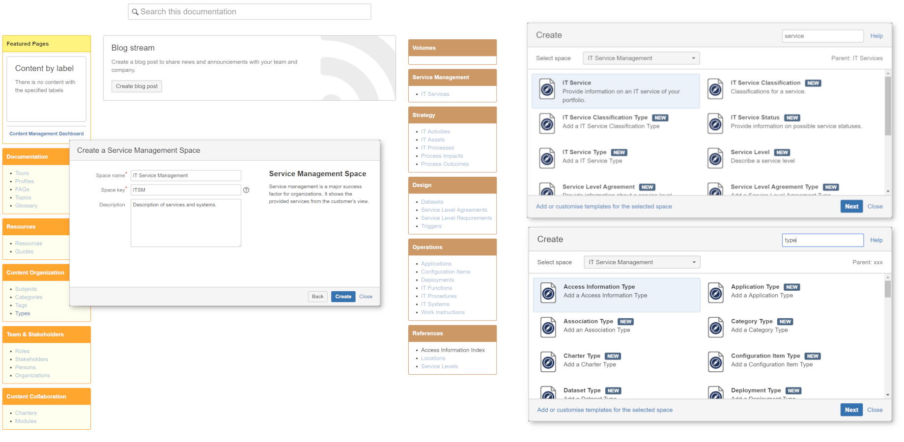 Document your IT services collaboratively with your team. Use blueprints to describe your architecture with views, use cases, components, decisions, technical depts and many more.