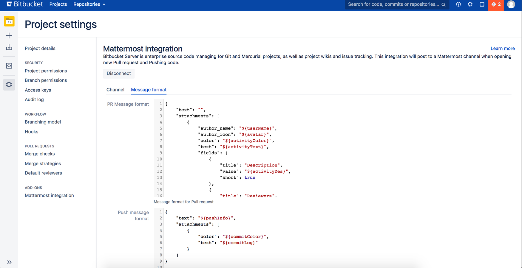 Customize you team message format per channel