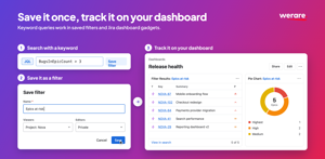 Save a keyword search as a filter, then track it with Jira dashboard gadgets.