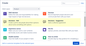A suggestion or poll can also be created via the Create dialog