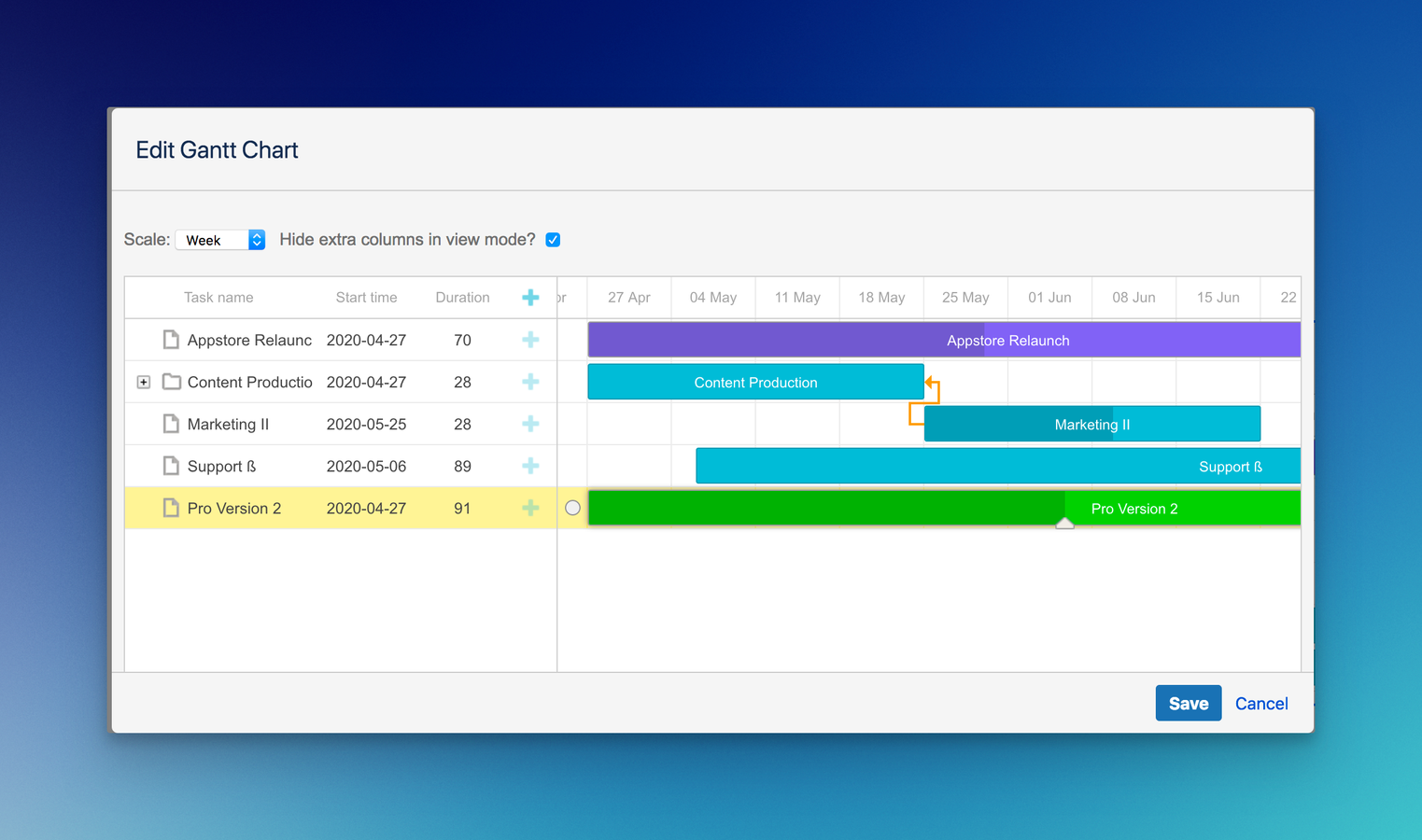 Editing interface & lively colorful chart