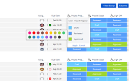 Set color coding for your single select dropdown fields, to better visualize their statuses.