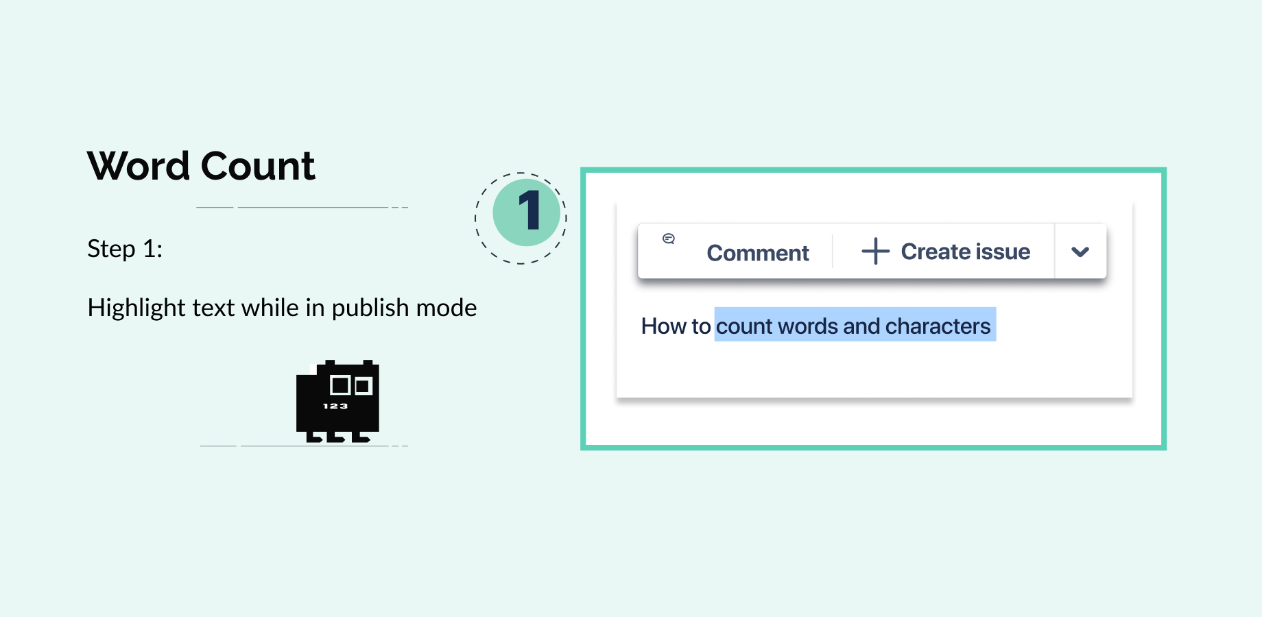 Step 1: highlight text while in publish mode