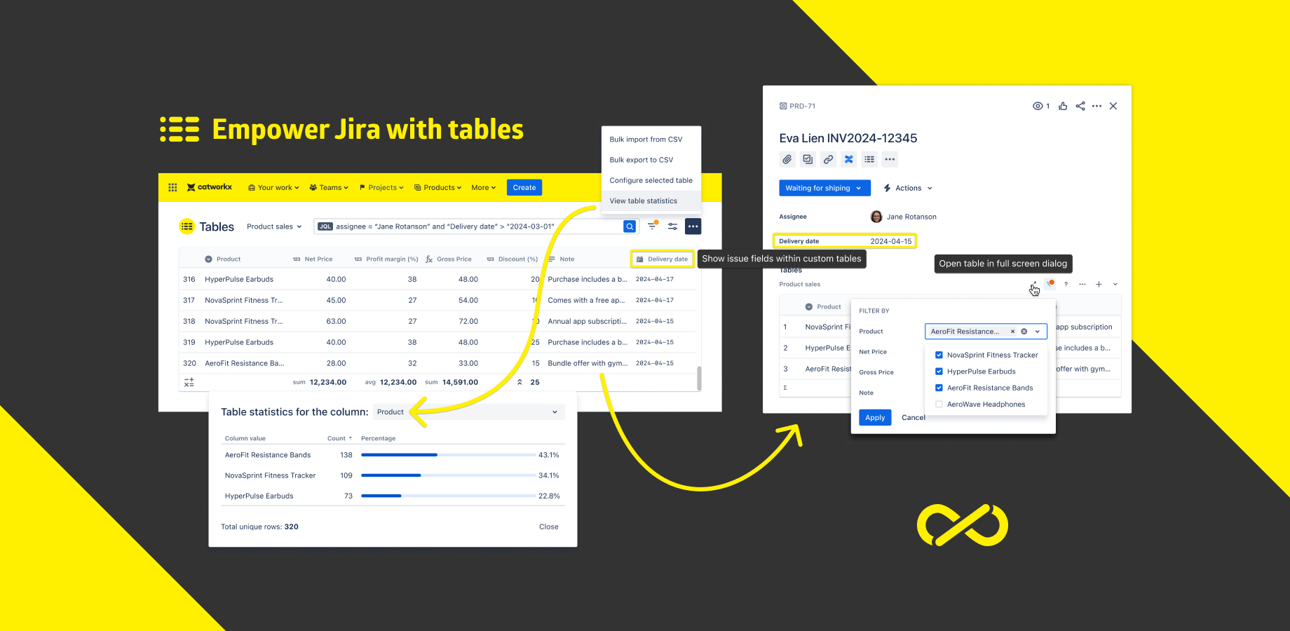 Store data sets in Jira table fields