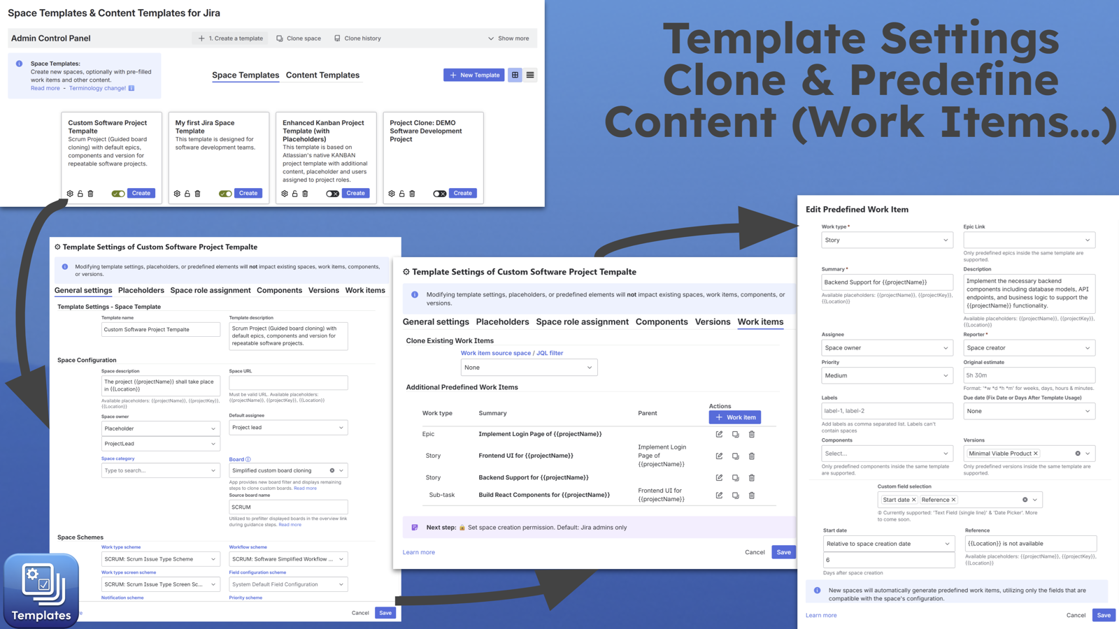 Customize space template settings