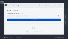 User Activity Audit Log app with empty filters and empty results
