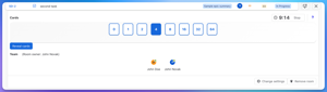Estimate the task using configured cards and reveal the cards with calculated estimation when all team members has choosen the cards