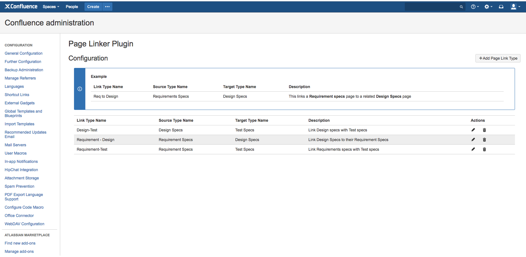 Define page types with page links