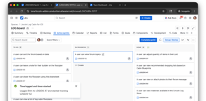 Turn on automatic time tracking to easily start and stop your Hourglass timer based on status rules. Drag a ticket to a new status to update your timer. A small alert lets you know Hourglass is updating your work logs.