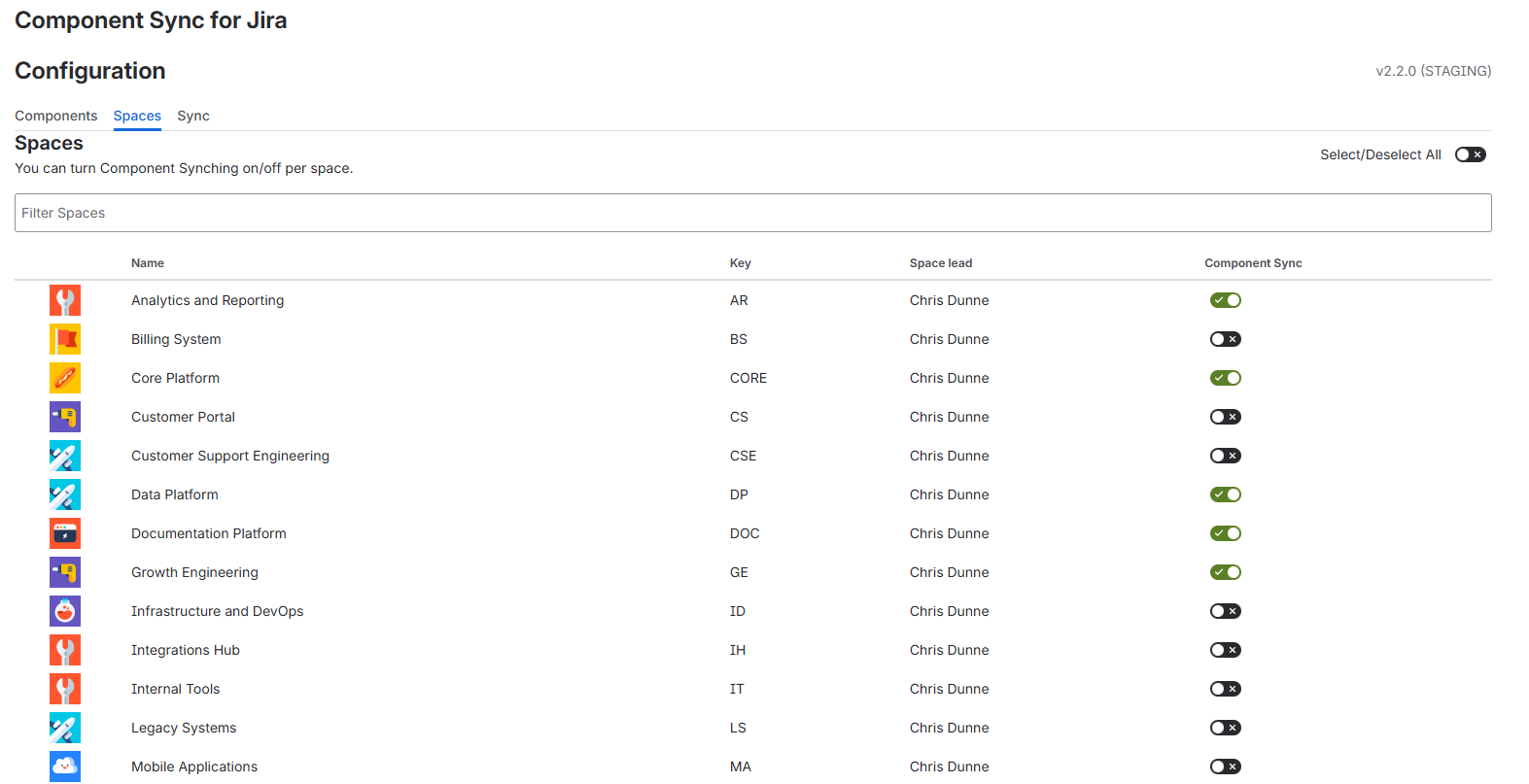 Select all or some projects for sync