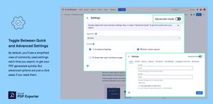 By default, you’ll see a simplified view of commonly used settings each time you export, to get your PDF generated quickly. But advanced options are just a click away if you need them.