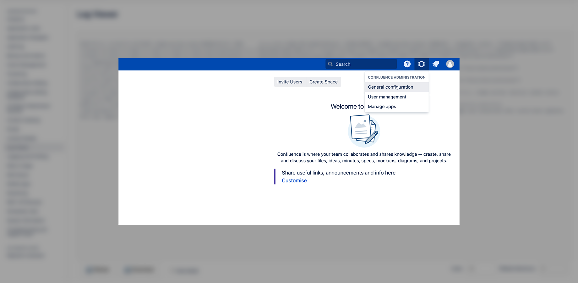 Access to Log Viewer from general administration in Confluence