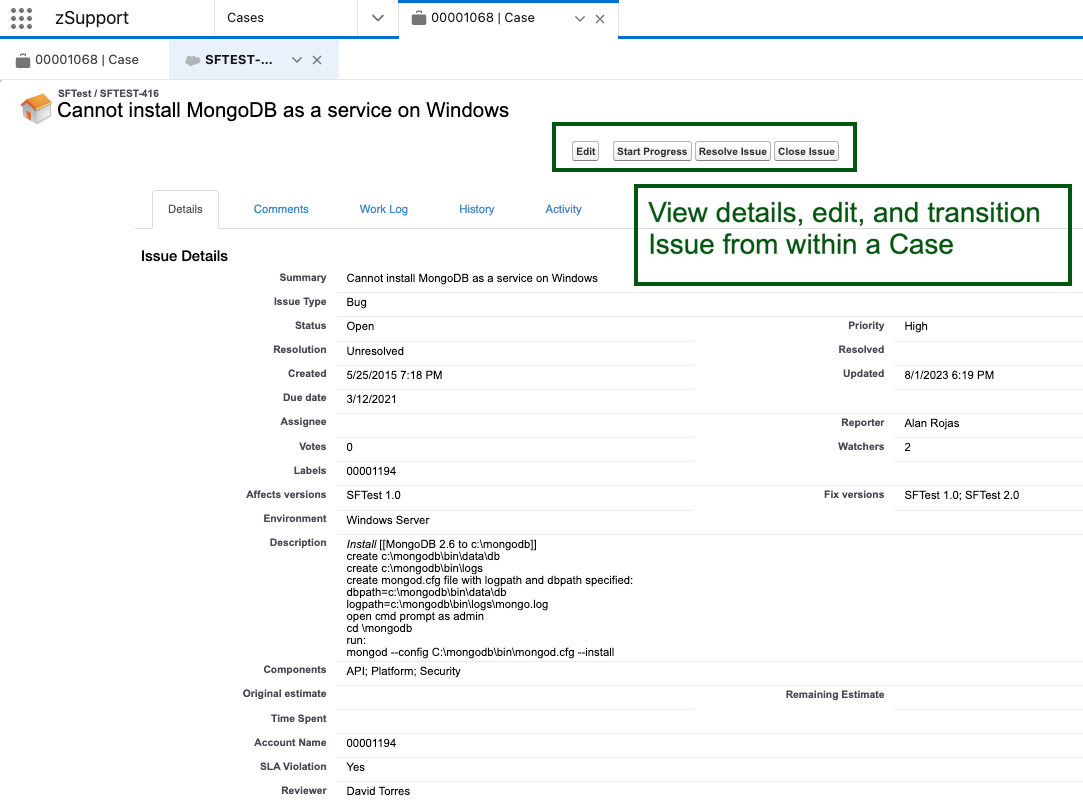 Account and Case metrics in Jira