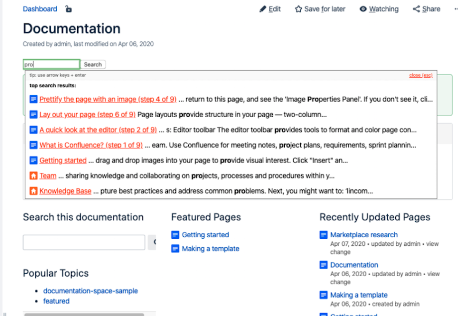 Search that you get out of the box without customization.