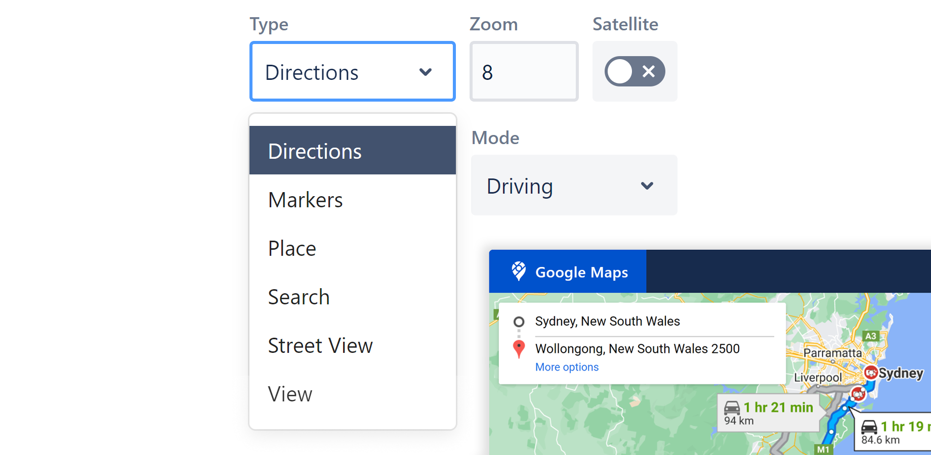 Six different map types to choose from