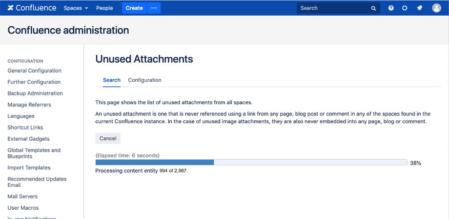 Unused attachments search in progress.