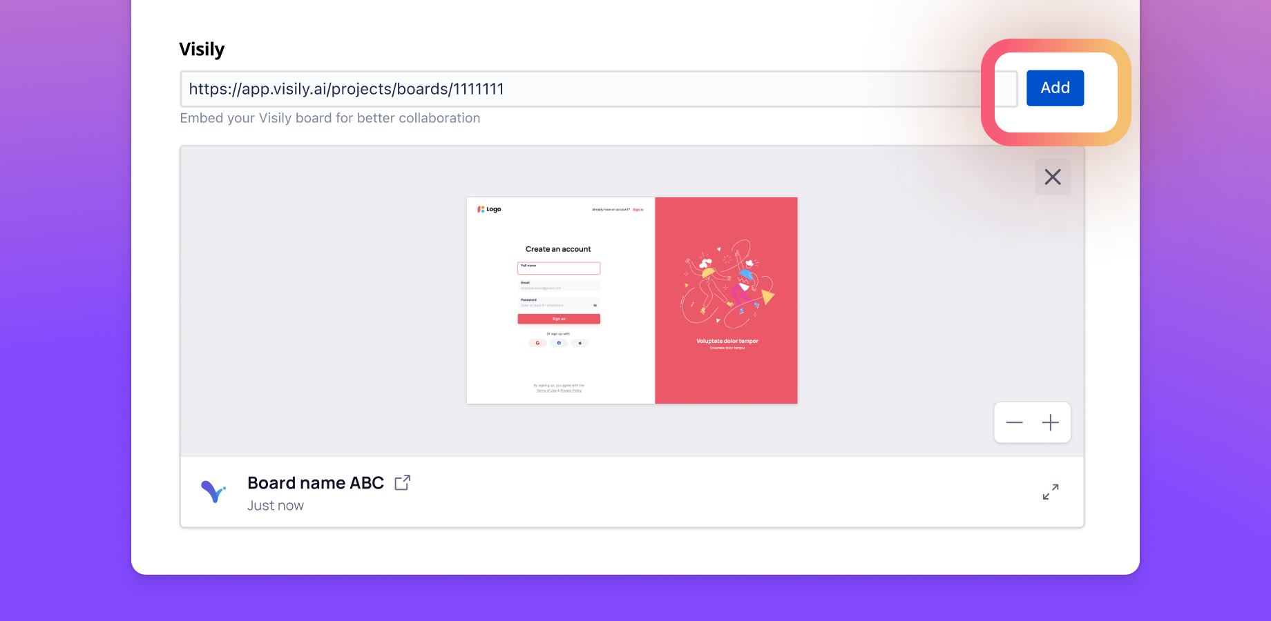Directly embed Visily boards in Jira tickets