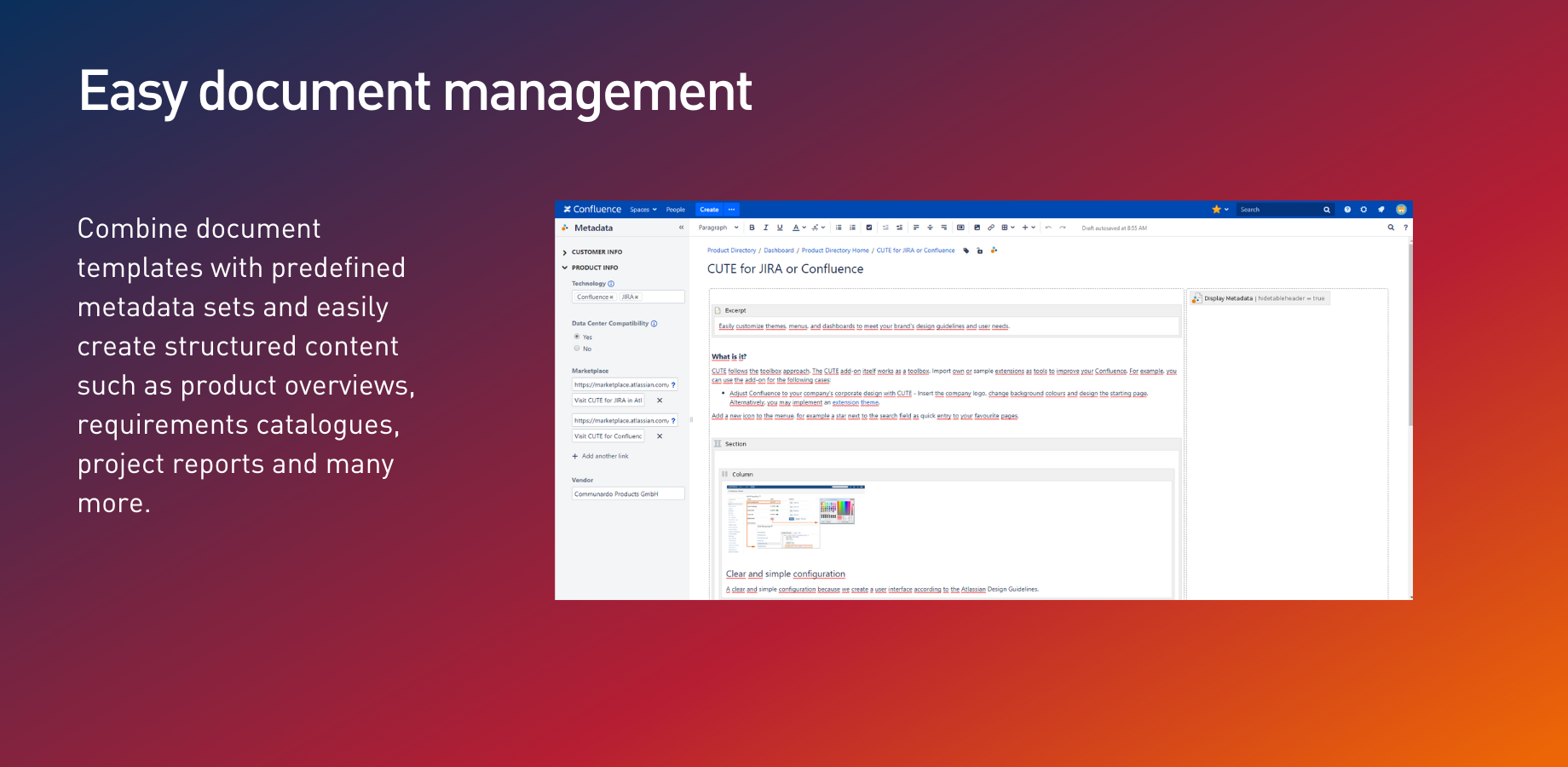 Predefine metadata fields and add them by drag and drop to metadata sets.