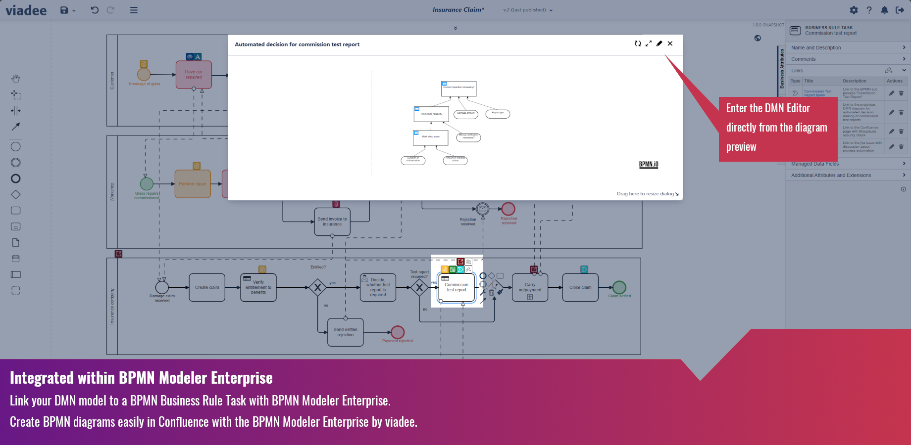 Integrated with BPMN Modeler Enterprise