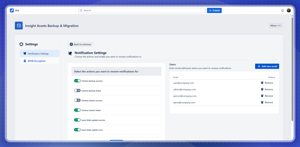 Insight Assets Backup & Migration: Notification Settings  