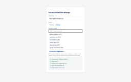 Simple setup: point the app at your GitLab (cloud or self-hosted), pick a project or group from the searchable list, run built-in connection diagnostics