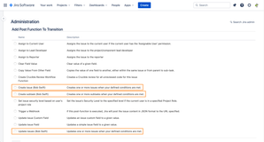 Create issue, Create subtask, and Update issues post functions