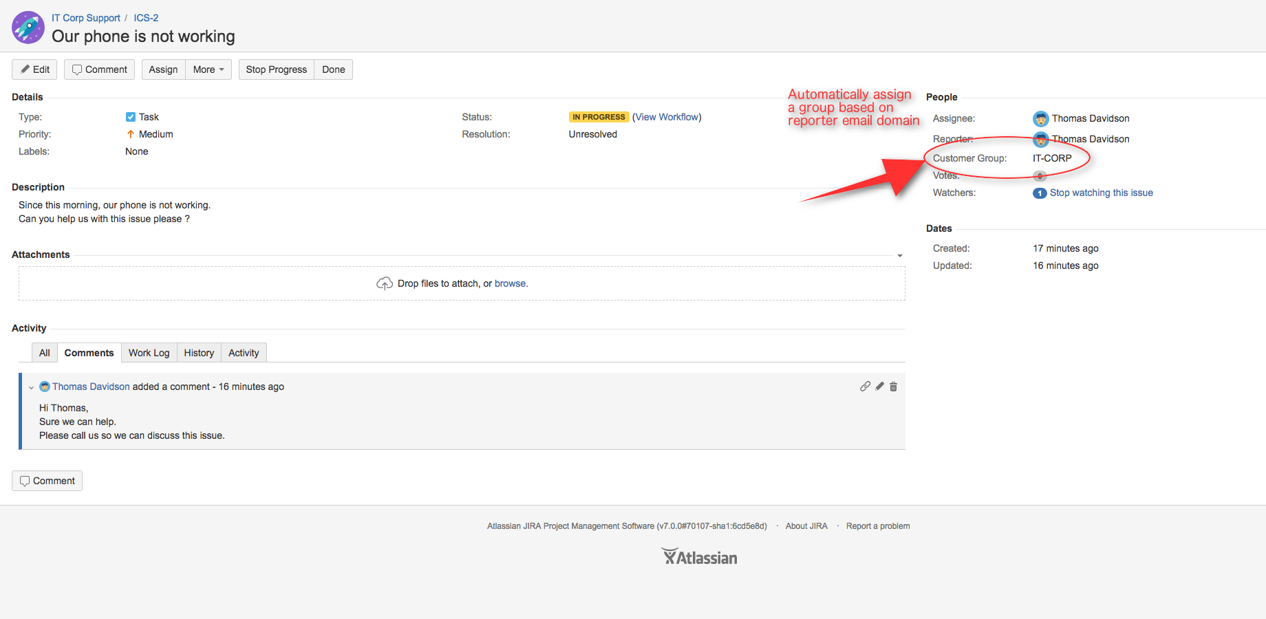 Issues are automatically assigned to a group