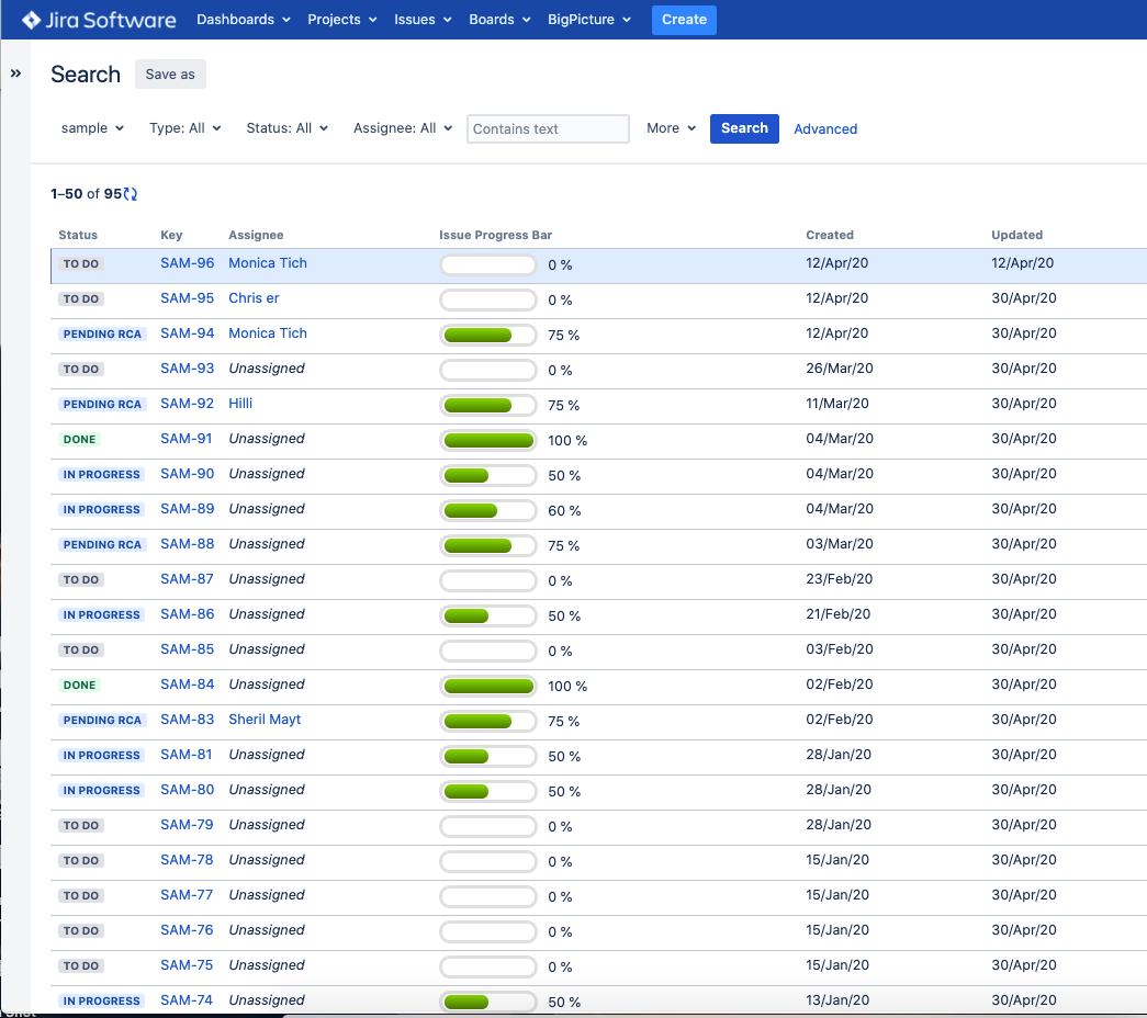 Visualize the progress in your search page.