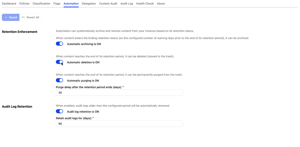 Start with archiving during the warning period. Deletion and permanent removal are separate switches, so you turn them on only when your team is ready.