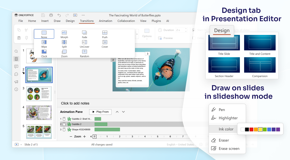 Work together on slides using the presentation editor. Use Presenter view: leave personal notes and manually select the necessary slides to show.