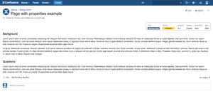 Example showing the Page Properties Panel (on the right) with hidden original Page Properties table