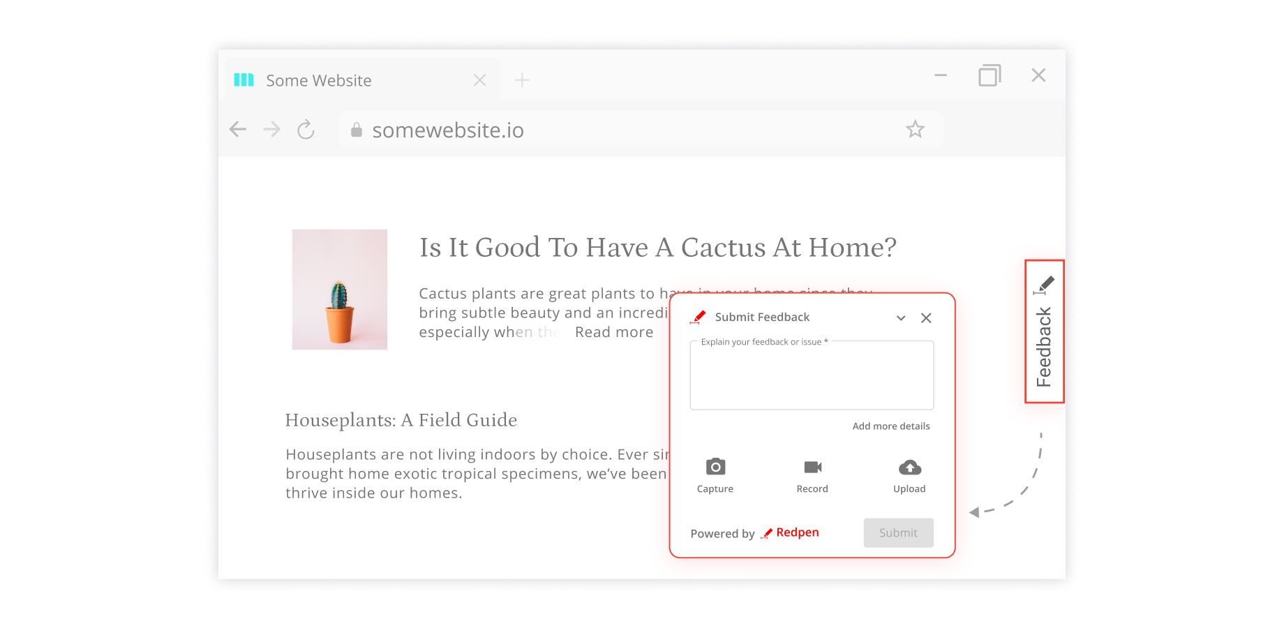 Send visual feedback using Redpen Widget