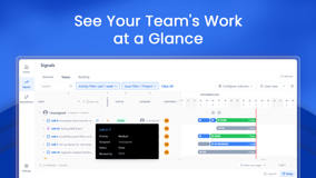 A real-time, sortable view of every issue across your projects, with sprint timelines shown side by side.