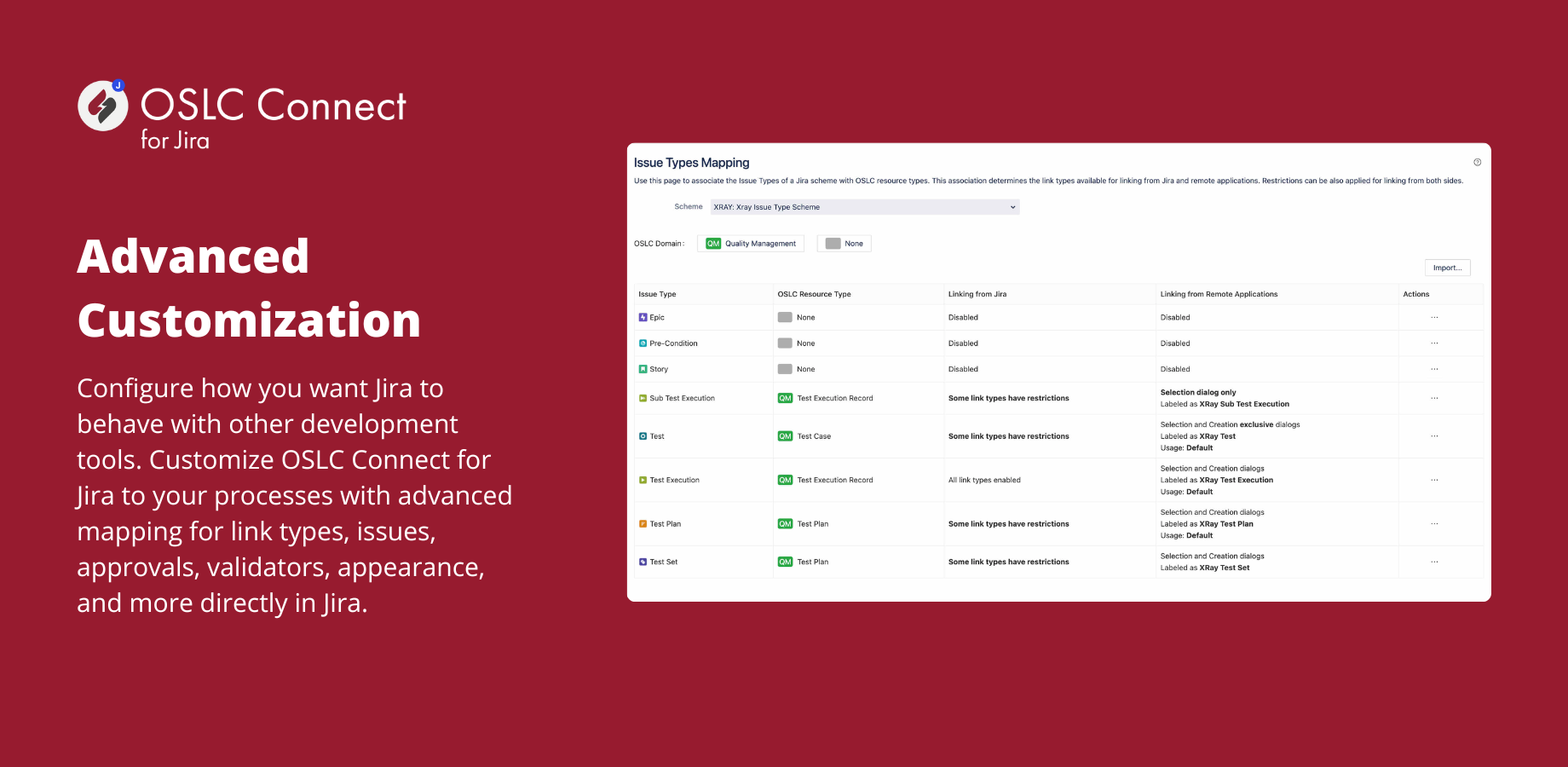 Configure how Jira should behave with other tools directly in Jira.
