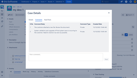 Salesforce case comment page inside Jira