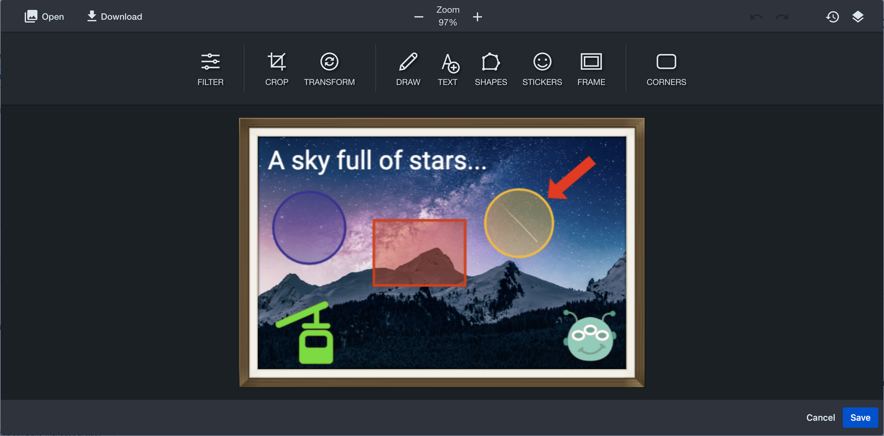 Crop, rotate, annotate and edit images directly