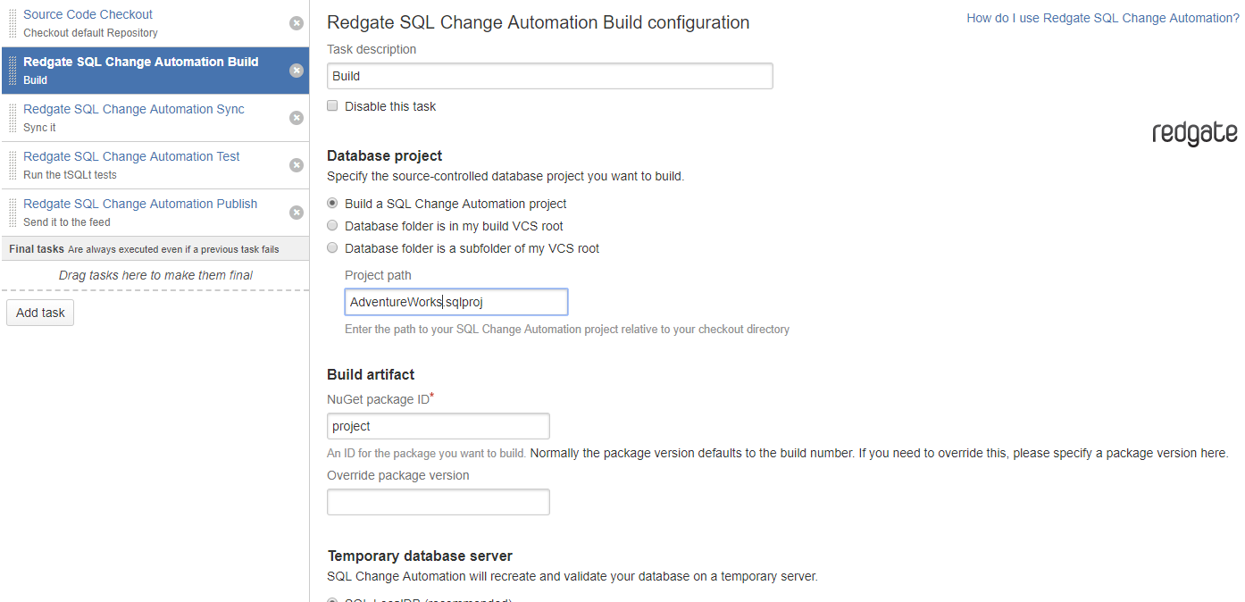 All the features of SQL Change Automation Build