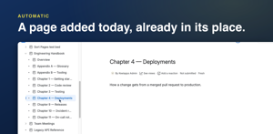 A page added after the rule was set is already in its place in the page tree, without anyone moving it.