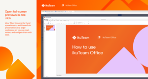 View Word documents, Excel spreadsheets, and PowerPoint presentations in a larger workspace so you can read, review, and navigate them with ease.