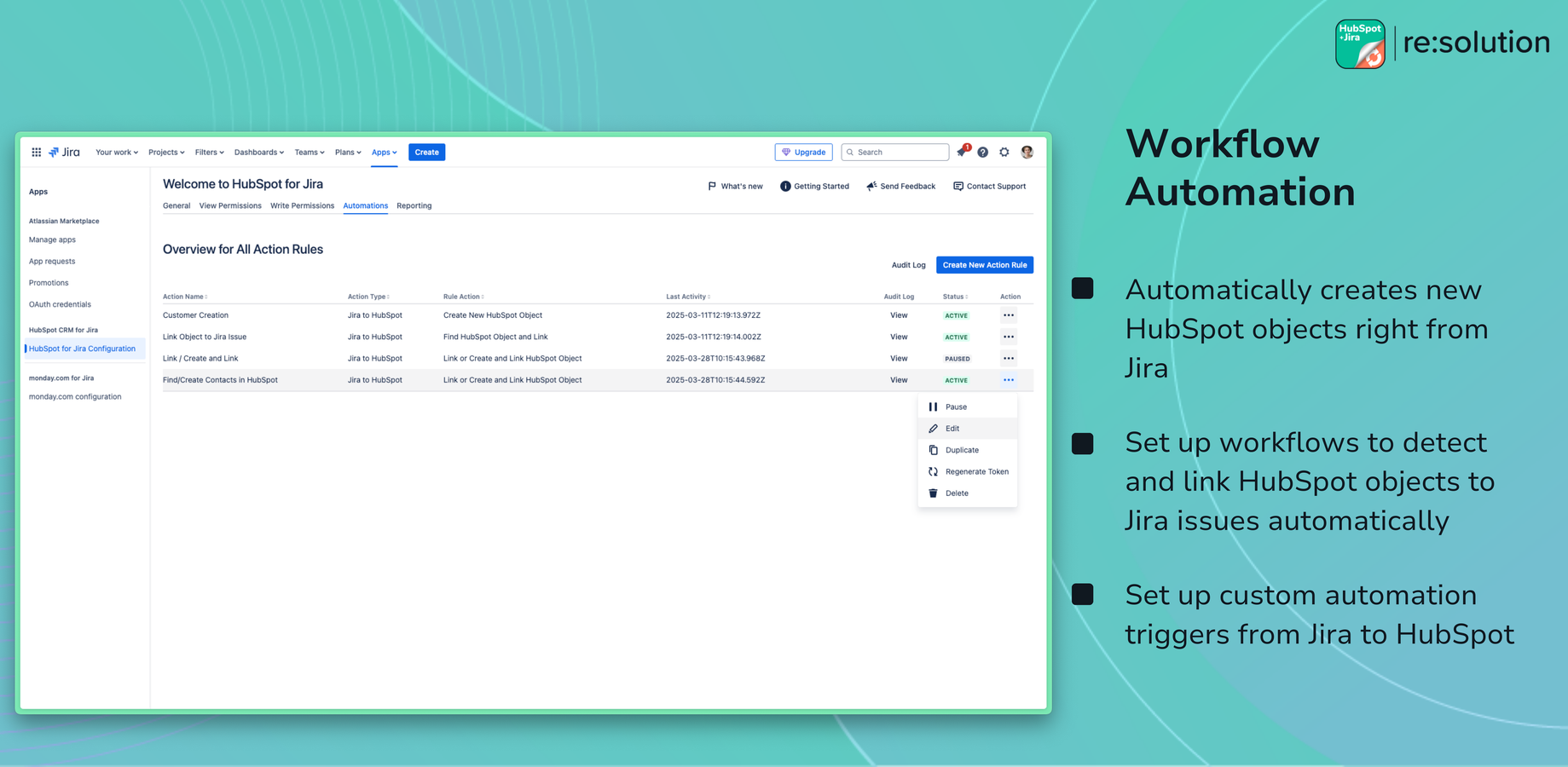 Automate Workflows between Jira and hubspot