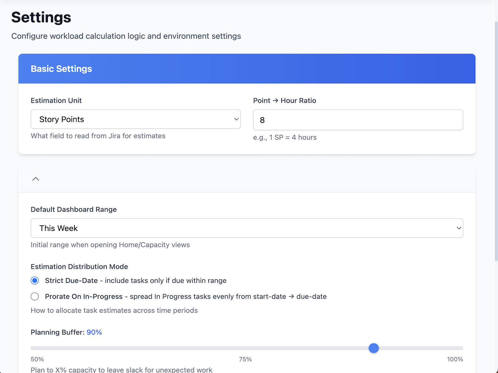 Settings Panel