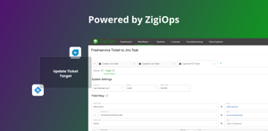 Once ZigiOps' Jira Freshservice template loads, users can check the action levels and tailor them in accordance to their integration use case scenario.