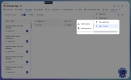 Quick and easy access to refinements or retrospectives directly from the project menu