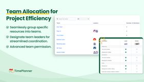 - Organize team members into specific teams based on projects, departments, or skill sets.
- Assign team leaders to manage and oversee each group.
- View team structures and allocations through an intuitive interface.