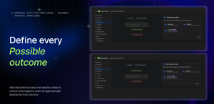 Configure dedicated success and rejection paths so the workflow responds appropriately to every final decision.