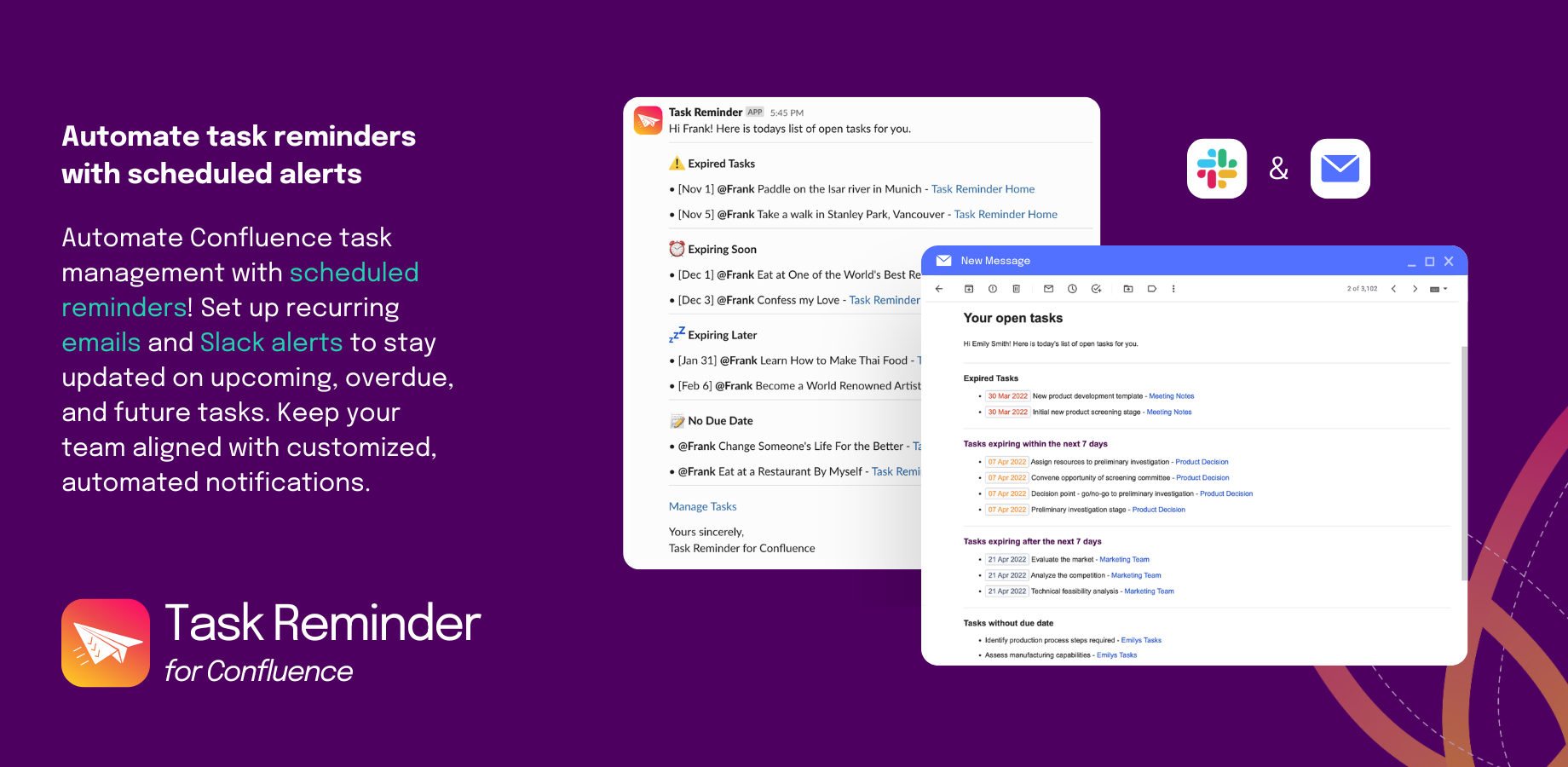 Example reminders: Stay on top of your open tasks with a clear overview of what's due soon, what's overdue, and what's on the horizon.
