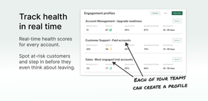 Track customer health in real-time and in Jira. Each team (or even individual) can build their own score profiles. Know if you're talking to a healthy customer or one that needs help. Without leaving Jira.